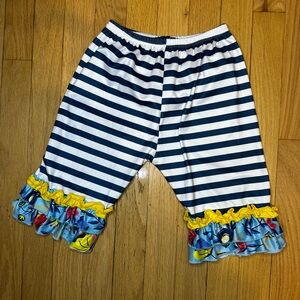 RUFFLES by Tutu & Lulu Girls Capri Striped Ruffled Leggings Size 7Y